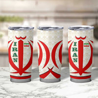 Iran Flag Pattern Tumbler Cup with Bold Red National Emblem Design