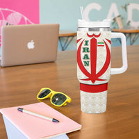 Iran Flag Pattern Tumbler With Handle with Bold Red National Emblem Design