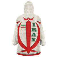 Iran Flag Pattern Wearable Blanket Hoodie with Bold Red National Emblem Design