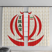 Iran Flag Pattern Window Curtain with Bold Red National Emblem Design