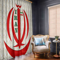 Iran Flag Pattern Window Curtain with Bold Red National Emblem Design