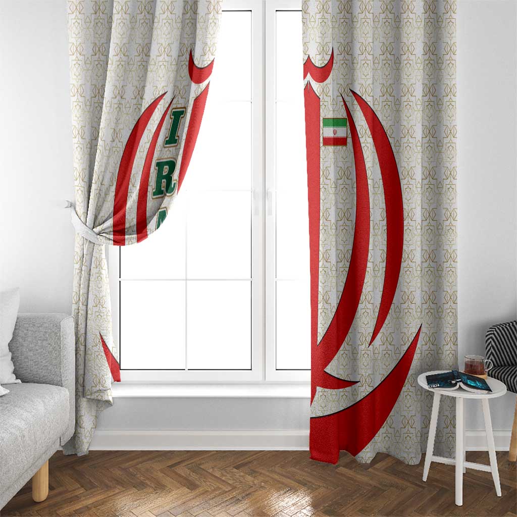 Iran Flag Pattern Window Curtain with Bold Red National Emblem Design