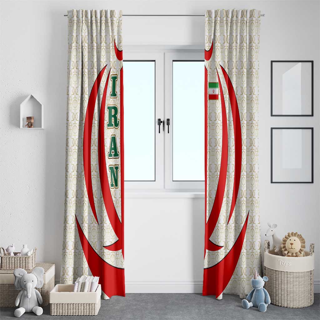 Iran Flag Pattern Window Curtain with Bold Red National Emblem Design