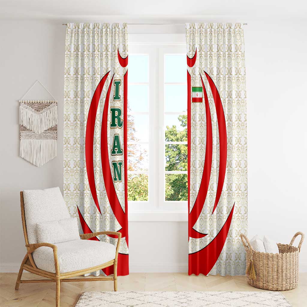 Iran Flag Pattern Window Curtain with Bold Red National Emblem Design