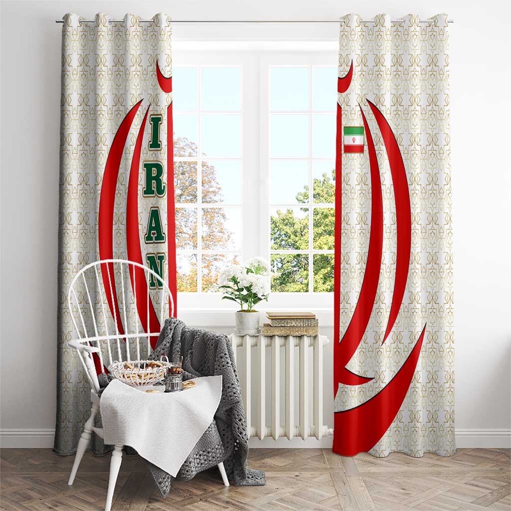 Iran Flag Pattern Window Curtain with Bold Red National Emblem Design