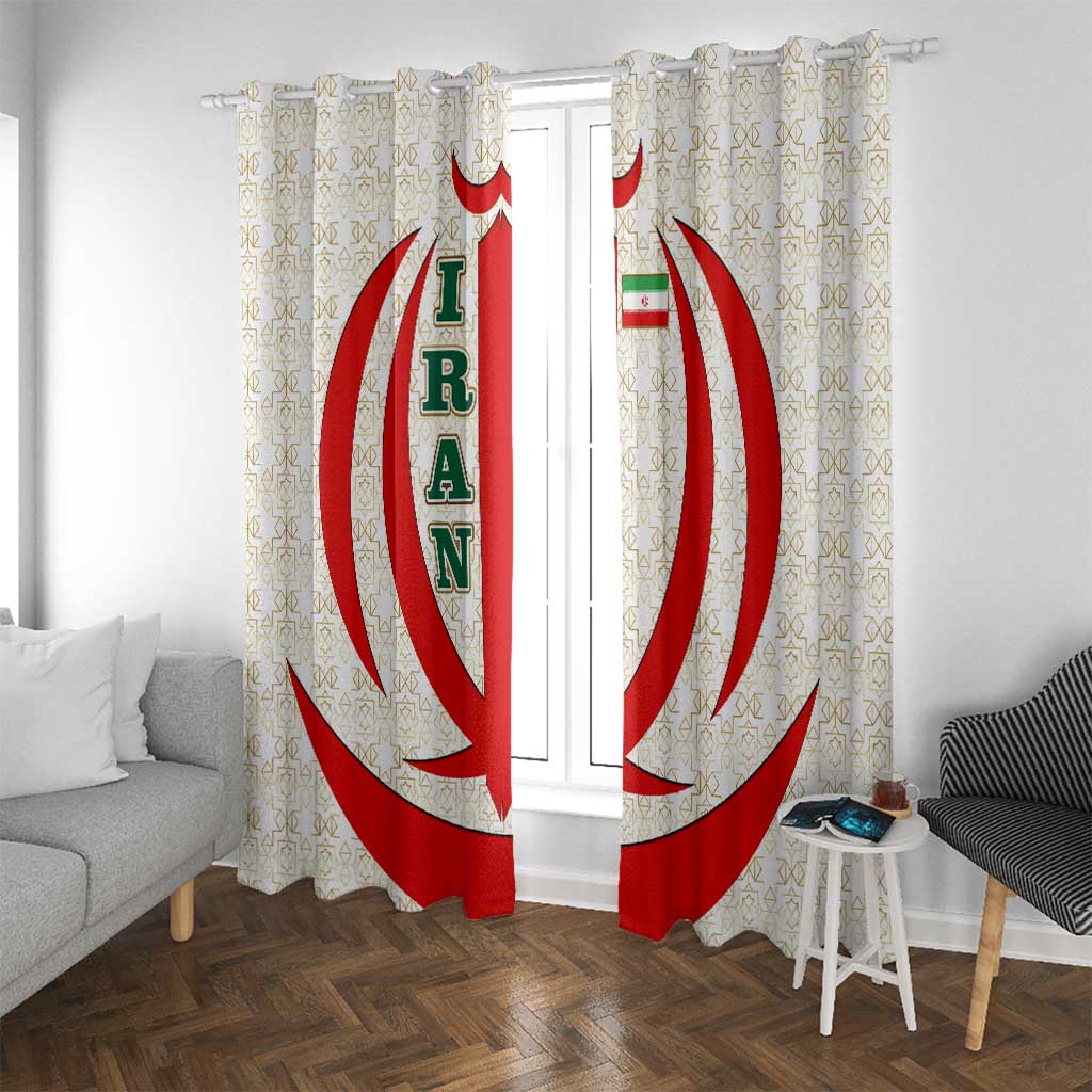 Iran Flag Pattern Window Curtain with Bold Red National Emblem Design