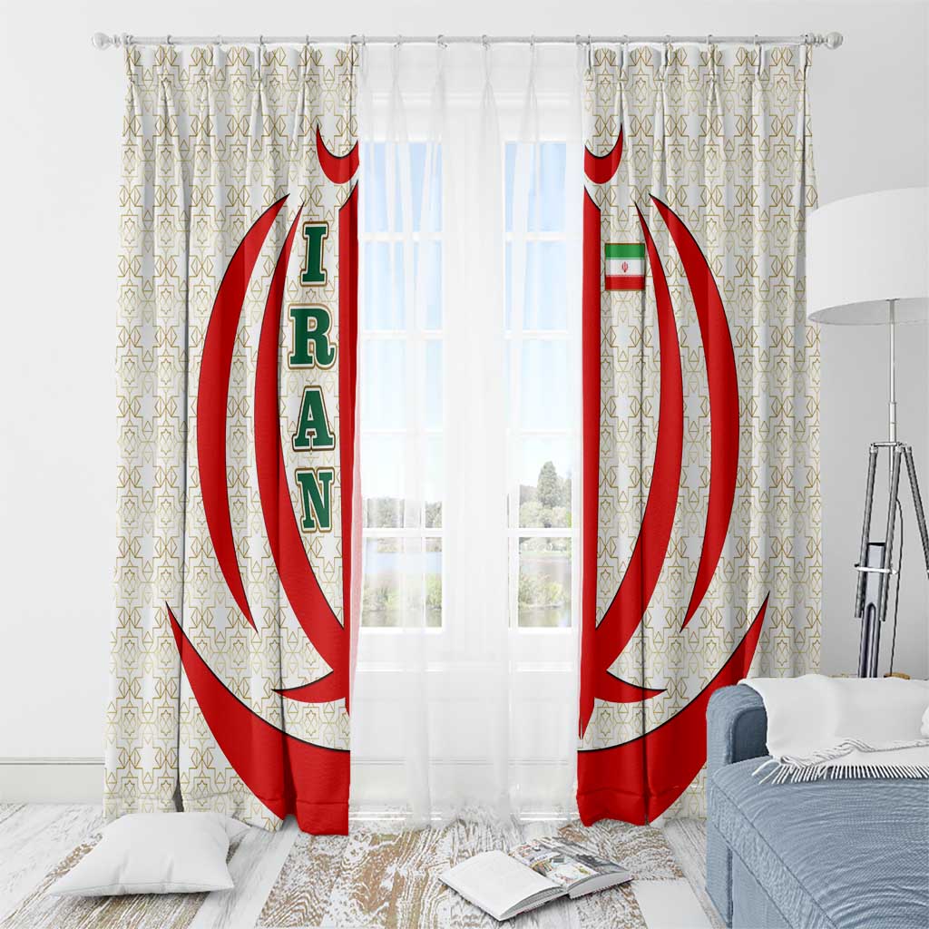 Iran Flag Pattern Window Curtain with Bold Red National Emblem Design