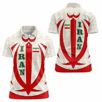 Iran Flag Pattern Women Polo Shirt with Bold Red National Emblem Design