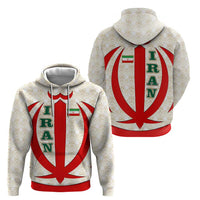 Iran Flag Pattern Zip Hoodie with Bold Red National Emblem Design