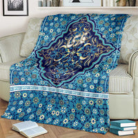 Iranian Mosaic Art Pattern Blanket with Persian Calligraphy and Flag Accents