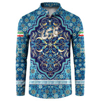 Iranian Mosaic Art Pattern Button Sweatshirt with Persian Calligraphy and Flag Accents