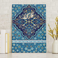 Iranian Mosaic Art Pattern Canvas Wall Art with Persian Calligraphy and Flag Accents