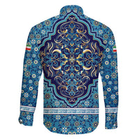 Iranian Mosaic Art Pattern Family Matching Long Sleeve Bodycon Dress and Hawaiian Shirt with Persian Calligraphy and Flag Accents