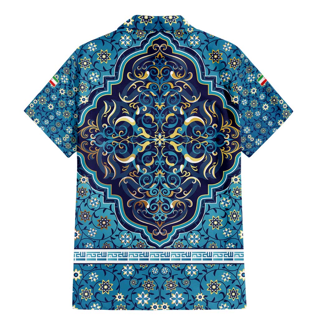 Iranian Mosaic Art Pattern Family Matching Mermaid Dress and Hawaiian Shirt with Persian Calligraphy and Flag Accents