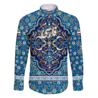 Iranian Mosaic Art Pattern Family Matching Mermaid Dress and Hawaiian Shirt with Persian Calligraphy and Flag Accents