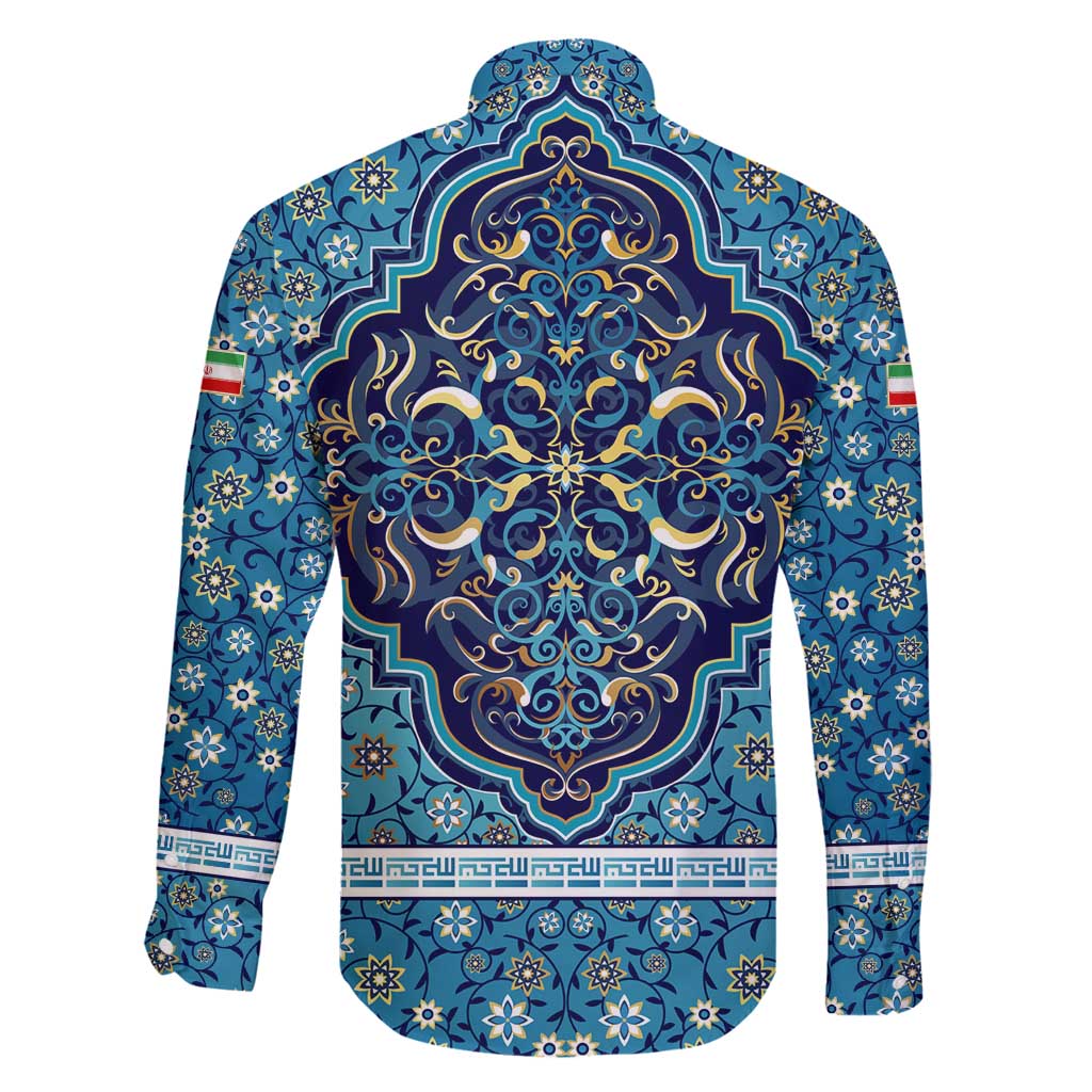 Iranian Mosaic Art Pattern Family Matching Mermaid Dress and Hawaiian Shirt with Persian Calligraphy and Flag Accents