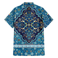 Iranian Mosaic Art Pattern Hawaiian Shirt with Persian Calligraphy and Flag Accents