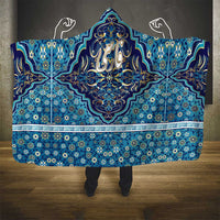 Iranian Mosaic Art Pattern Hooded Blanket with Persian Calligraphy and Flag Accents