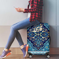 Iranian Mosaic Art Pattern Luggage Cover with Persian Calligraphy and Flag Accents