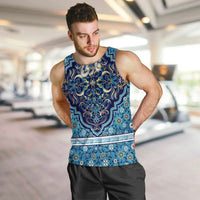 Iranian Mosaic Art Pattern Men Tank Top with Persian Calligraphy and Flag Accents