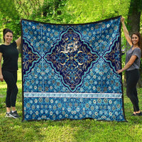 Iranian Mosaic Art Pattern Quilt with Persian Calligraphy and Flag Accents