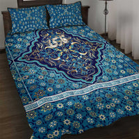 Iranian Mosaic Art Pattern Quilt Bed Set with Persian Calligraphy and Flag Accents