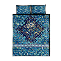 Iranian Mosaic Art Pattern Quilt Bed Set with Persian Calligraphy and Flag Accents