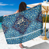 Iranian Mosaic Art Pattern Sarong with Persian Calligraphy and Flag Accents