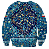 Iranian Mosaic Art Pattern Sweatshirt with Persian Calligraphy and Flag Accents