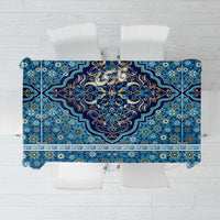 Iranian Mosaic Art Pattern Tablecloth with Persian Calligraphy and Flag Accents