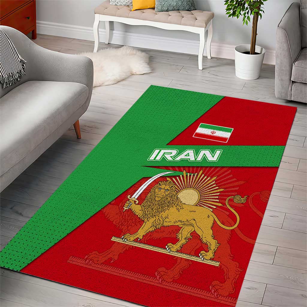 Iran National Heritage Area Rug with Lion and Sun Emblem and Royal Coat of Arms