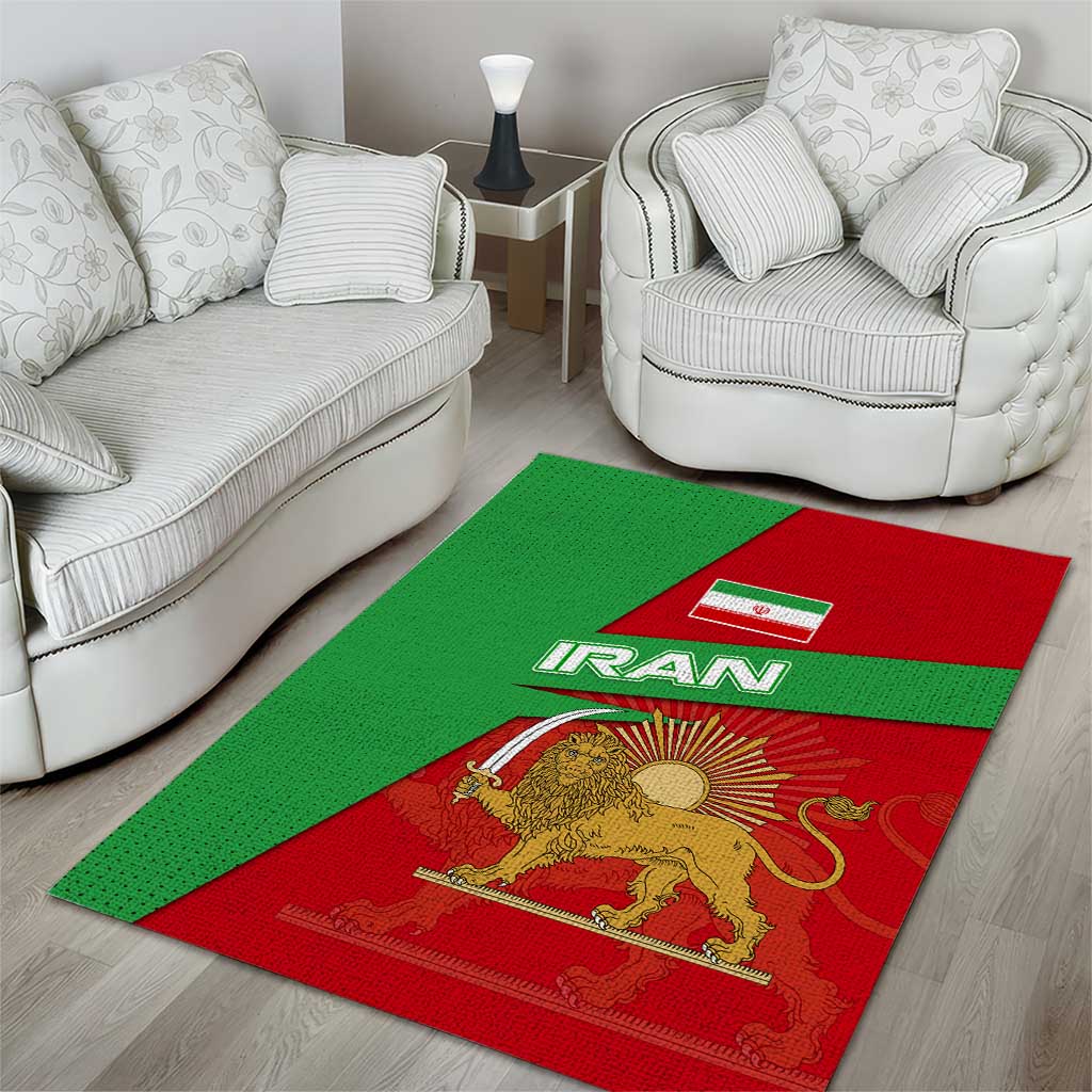 Iran National Heritage Area Rug with Lion and Sun Emblem and Royal Coat of Arms