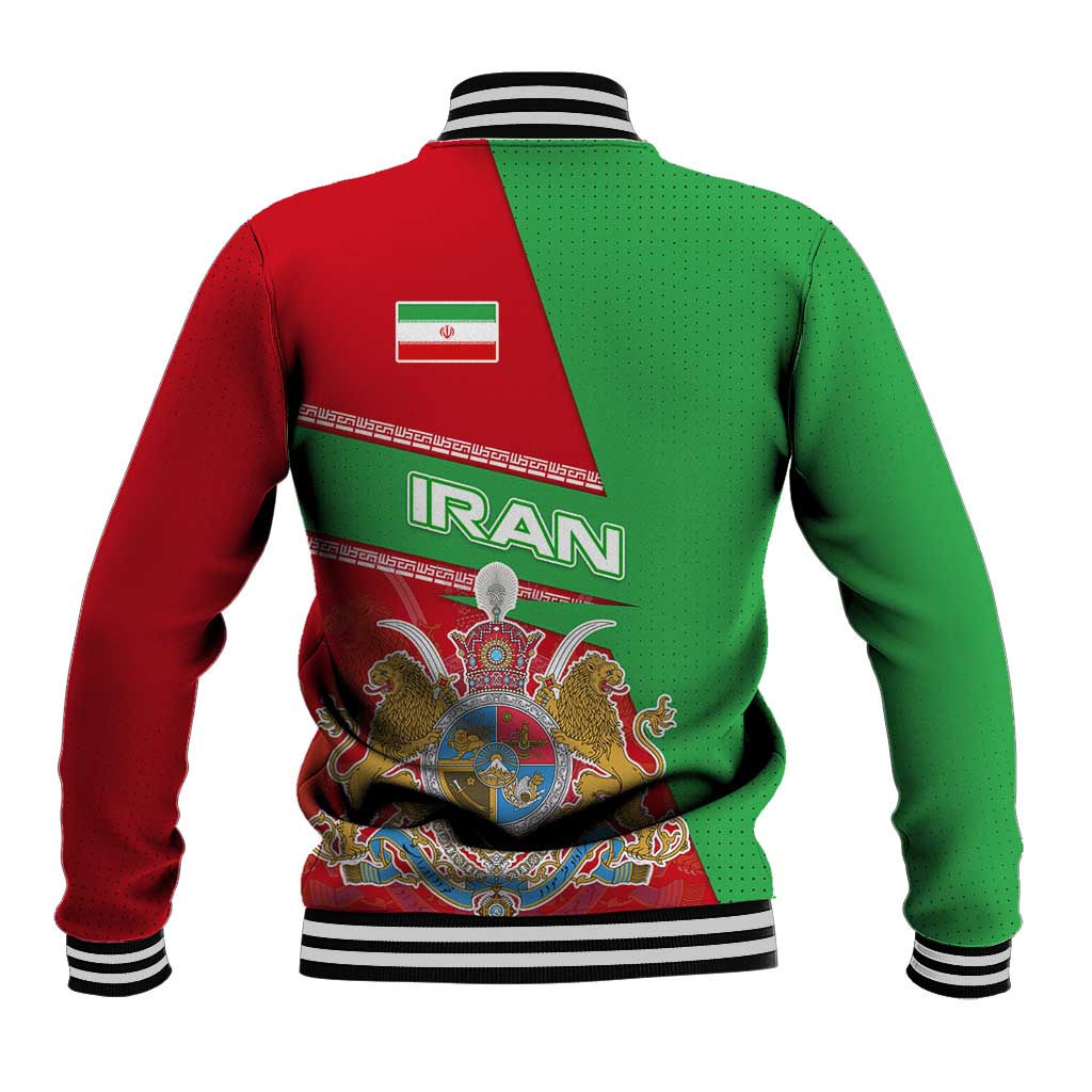 Iran National Heritage Baseball Jacket with Lion and Sun Emblem and Royal Coat of Arms