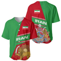 Iran National Heritage Baseball Jersey with Lion and Sun Emblem and Royal Coat of Arms