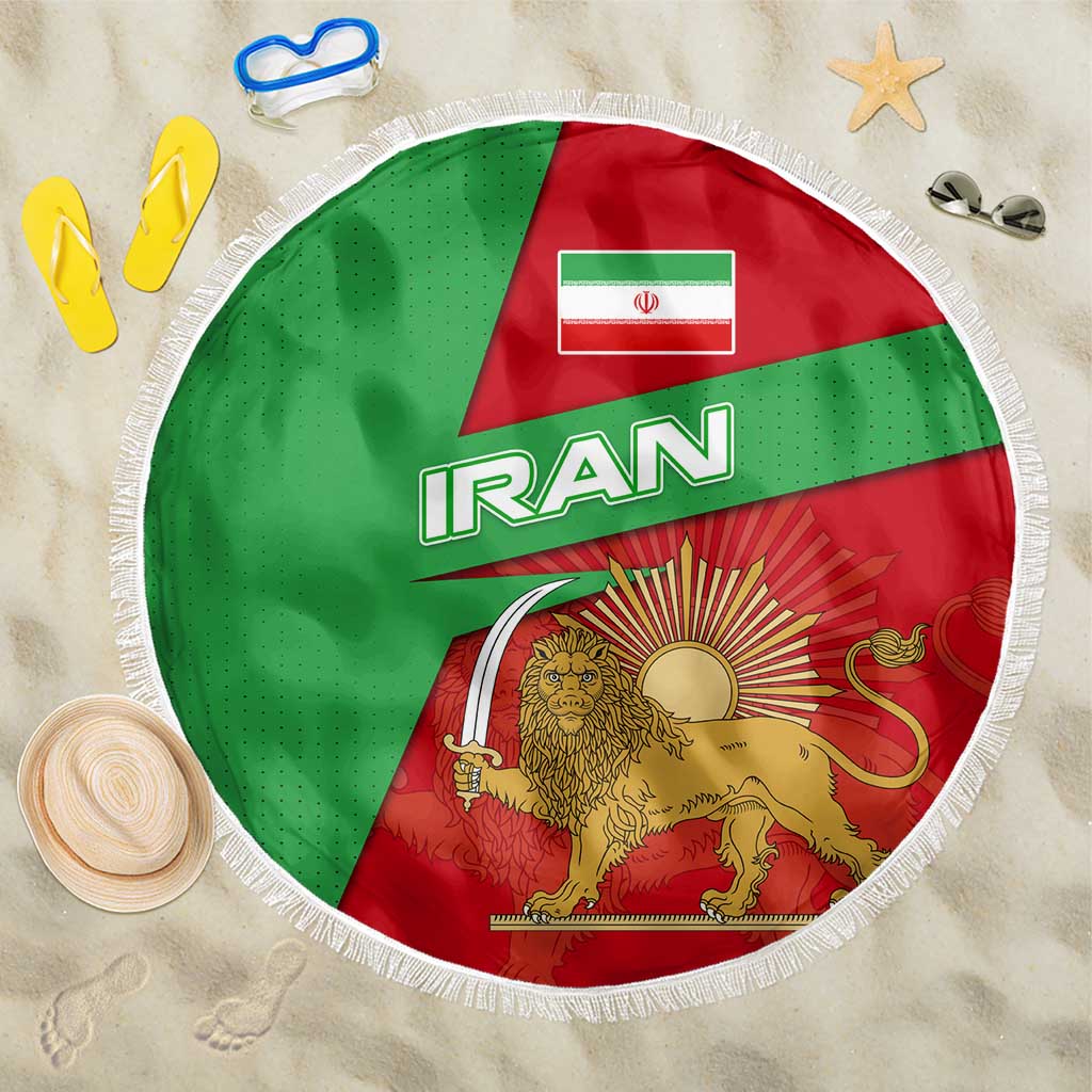 Iran National Heritage Beach Blanket with Lion and Sun Emblem and Royal Coat of Arms