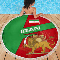 Iran National Heritage Beach Blanket with Lion and Sun Emblem and Royal Coat of Arms