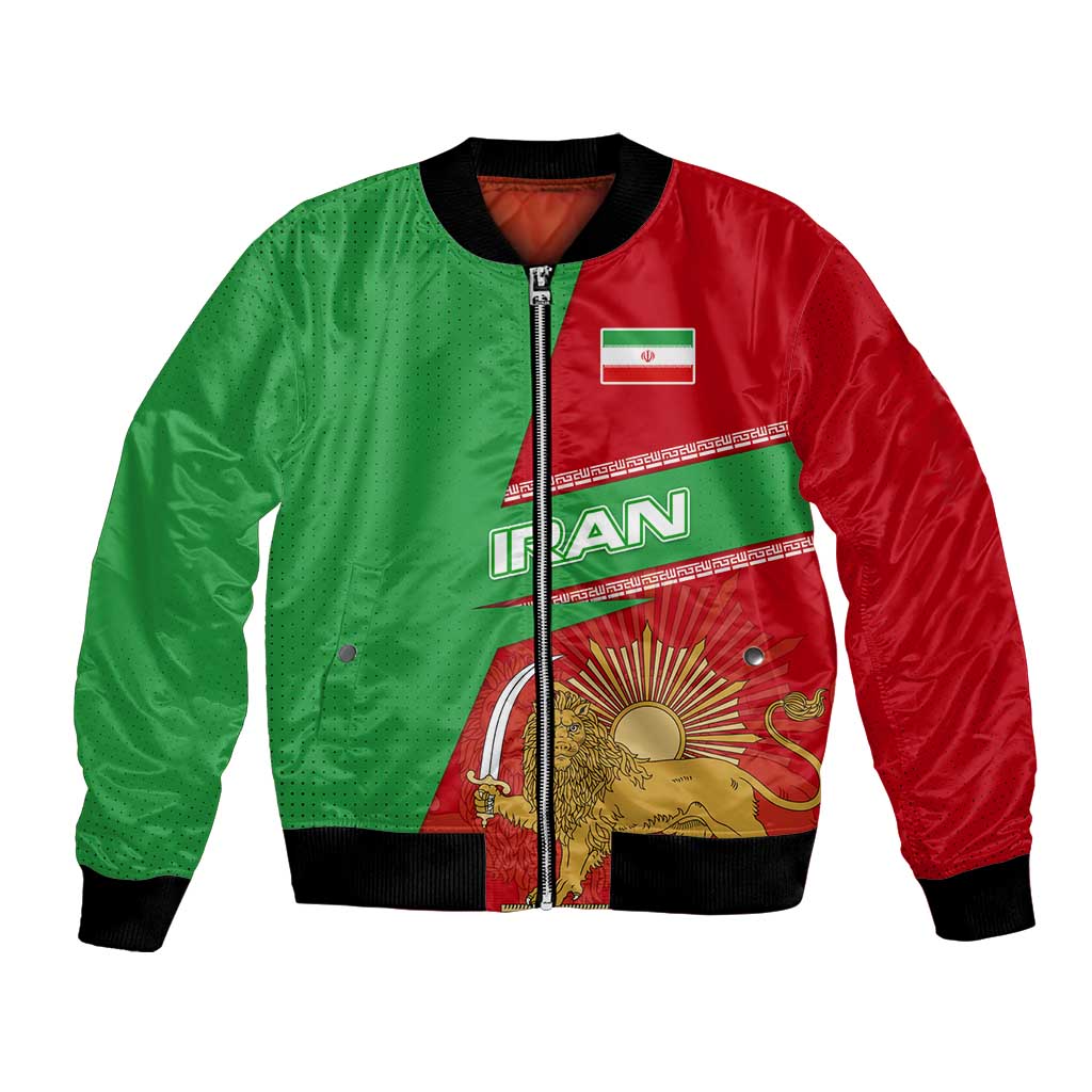 Iran National Heritage Bomber Jacket with Lion and Sun Emblem and Royal Coat of Arms