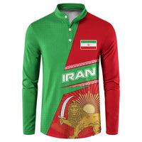 Iran National Heritage Button Sweatshirt with Lion and Sun Emblem and Royal Coat of Arms