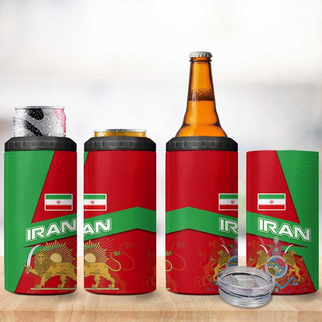 Iran National Heritage 4 in 1 Can Cooler Tumbler with Lion and Sun Emblem and Royal Coat of Arms
