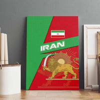 Iran National Heritage Canvas Wall Art with Lion and Sun Emblem and Royal Coat of Arms