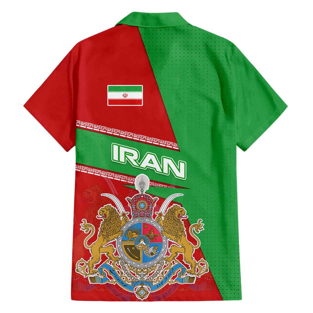 Iran National Heritage Family Matching Long Sleeve Bodycon Dress and Hawaiian Shirt with Lion and Sun Emblem and Royal Coat of Arms