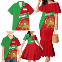 Iran National Heritage Family Matching Mermaid Dress and Hawaiian Shirt with Lion and Sun Emblem and Royal Coat of Arms