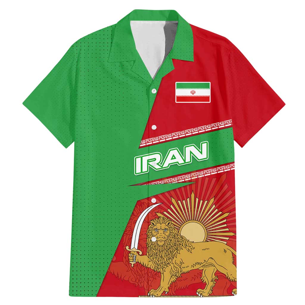 Iran National Heritage Family Matching Mermaid Dress and Hawaiian Shirt with Lion and Sun Emblem and Royal Coat of Arms