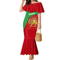 Iran National Heritage Family Matching Mermaid Dress and Hawaiian Shirt with Lion and Sun Emblem and Royal Coat of Arms