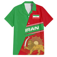 Iran National Heritage Family Matching Off Shoulder Maxi Dress and Hawaiian Shirt with Lion and Sun Emblem and Royal Coat of Arms