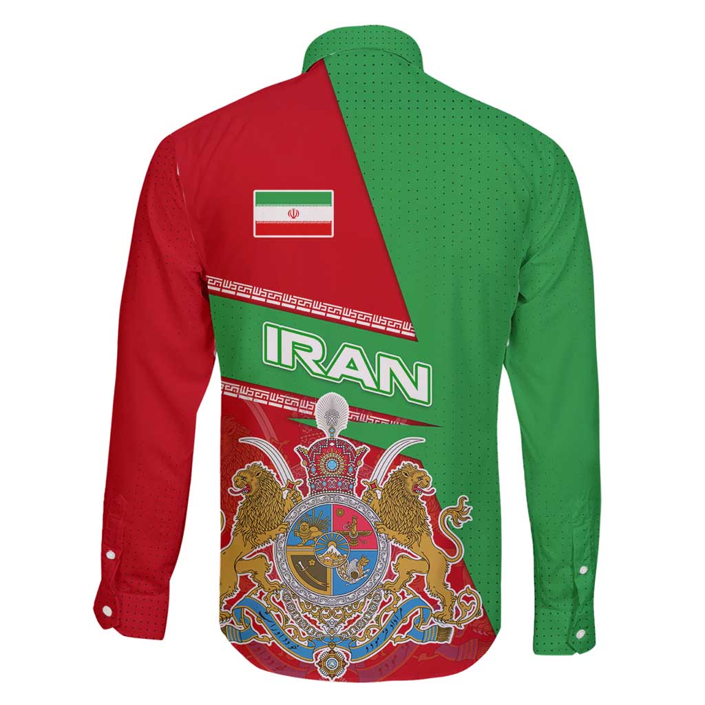 Iran National Heritage Family Matching Off Shoulder Short Dress and Hawaiian Shirt with Lion and Sun Emblem and Royal Coat of Arms
