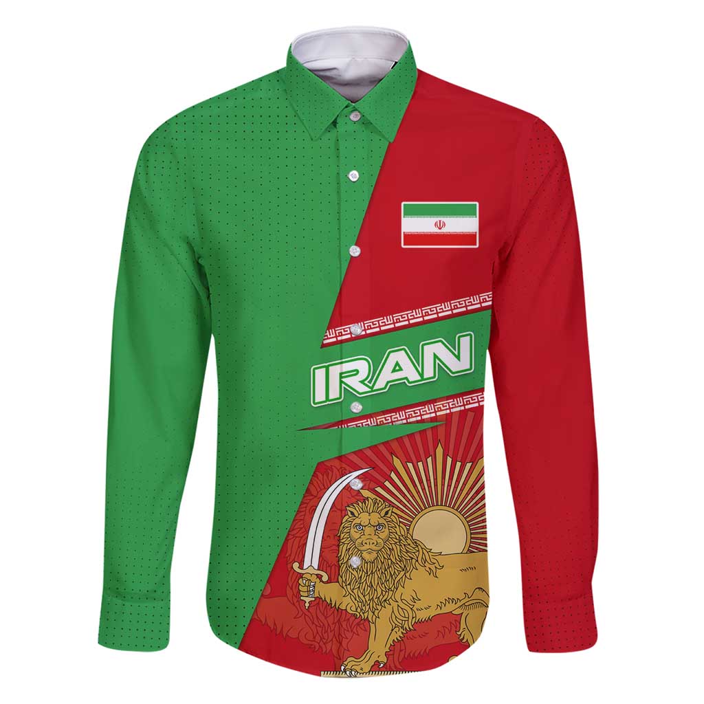 Iran National Heritage Family Matching Summer Maxi Dress and Hawaiian Shirt with Lion and Sun Emblem and Royal Coat of Arms