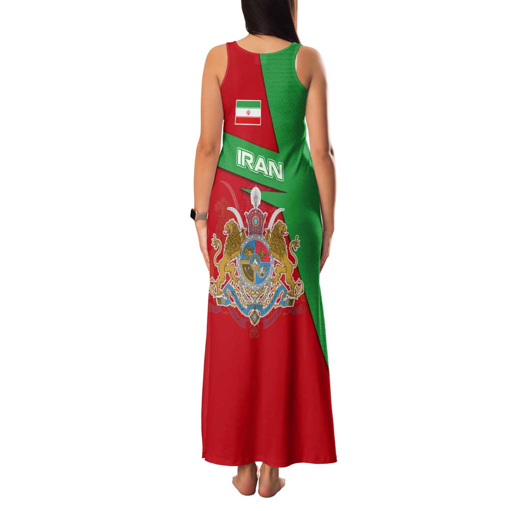 Iran National Heritage Family Matching Tank Maxi Dress and Hawaiian Shirt with Lion and Sun Emblem and Royal Coat of Arms