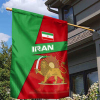 Iran National Heritage Garden Flag with Lion and Sun Emblem and Royal Coat of Arms