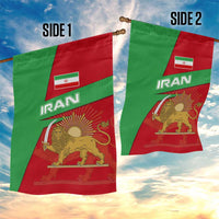 Iran National Heritage Garden Flag with Lion and Sun Emblem and Royal Coat of Arms